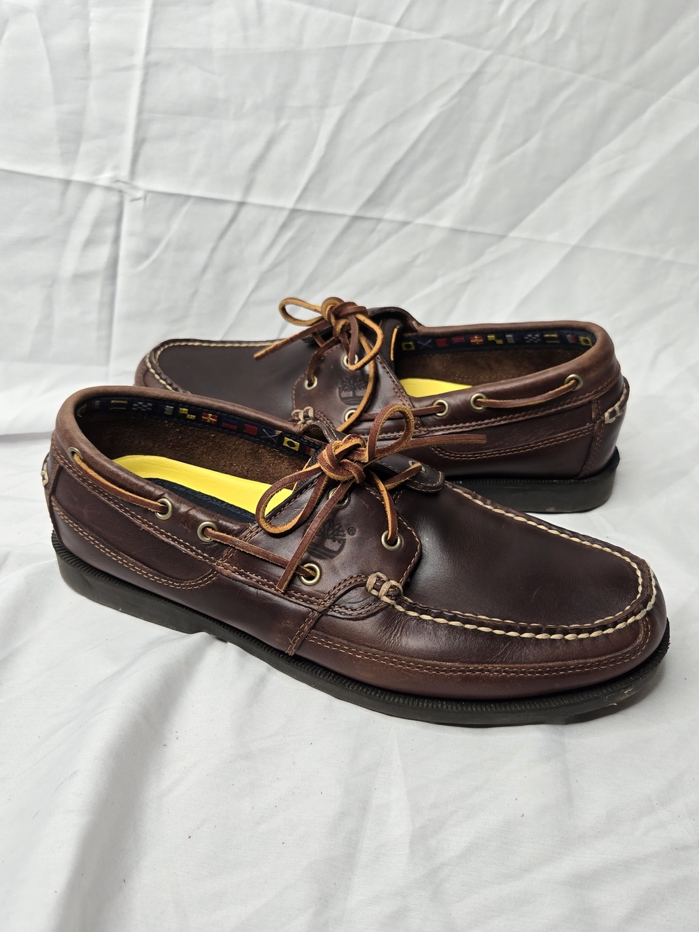 Timberland 3-Eye Lug Handsewn Boat Shoes Brown Leather Men's 11.5M 40521